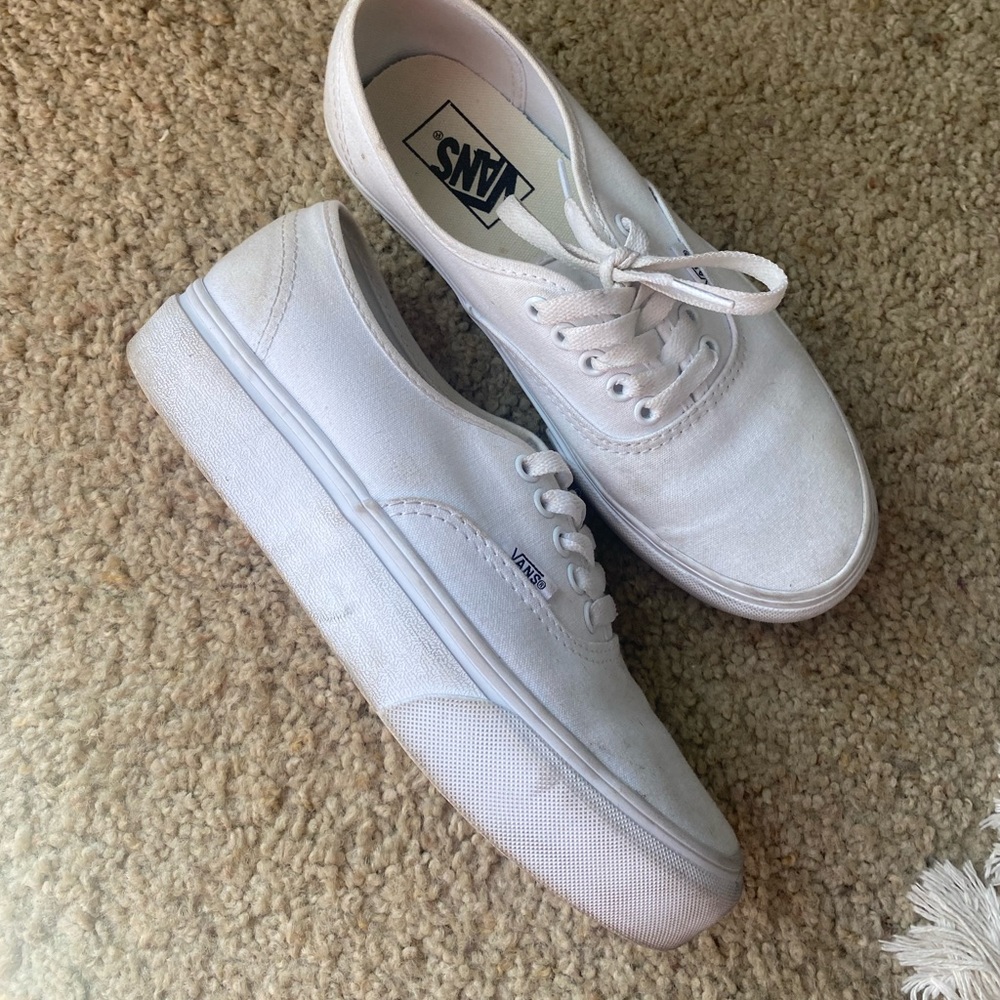 White Lace Up Vans - Womens 8.5